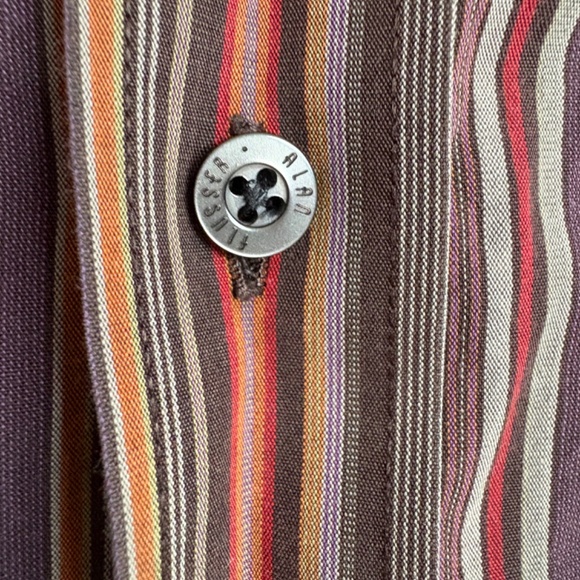 Alan Flusser striped multi-colored button down shirt L - Picture 4 of 4